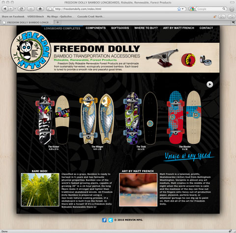 FREEDOM DOLLY BAMBOO LONGBOARDS, Rideable, Renewable, Forest Products