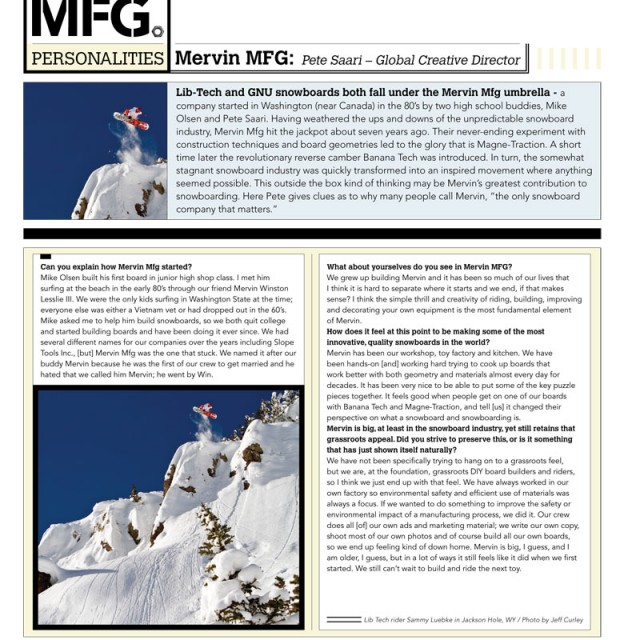 Image From Snowboard Mag MFG Personalities: Pete Saari on Mervin