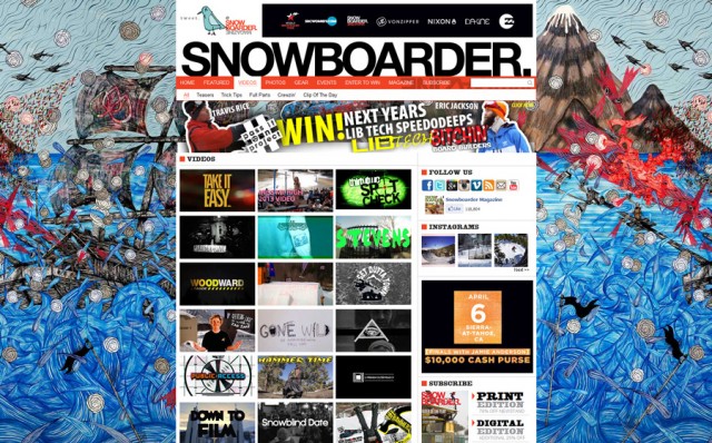 Snowboarder Magazine Site Takeover Screenshot