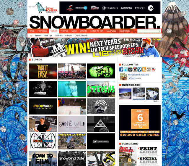 Image From Lib Tech Takeover of Snowboarder Magazine Website