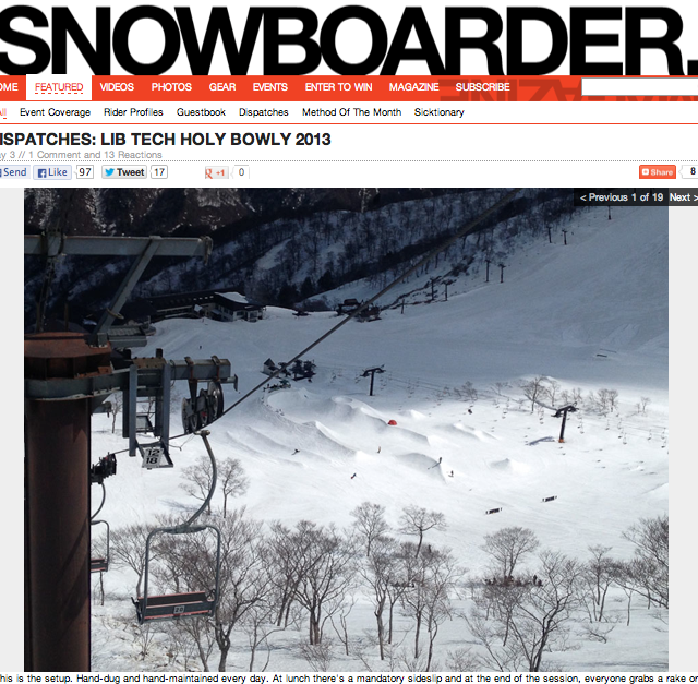 Image From Snowboarder Magazine Coverage of Lib Tech’s 2013 Holy Bowly