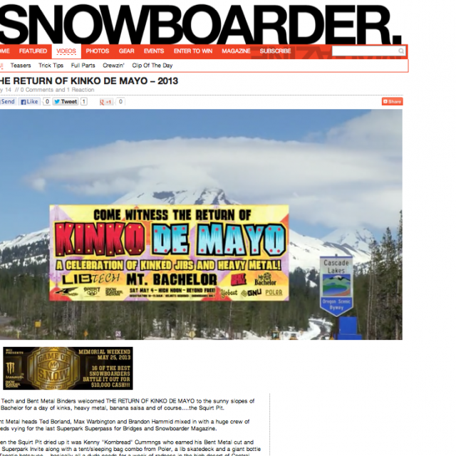Image From Lib Tech and Bent Metal 2013 Kinko de Mayo Video on Snowboarder Magazine