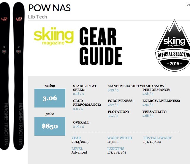 Image From POW NAS Receives 2015 Official Selection from Skiing Magazine