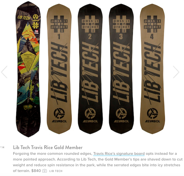 Image From WIRED Features Travis Rice Gold Member as One of the Best Boards of the Year