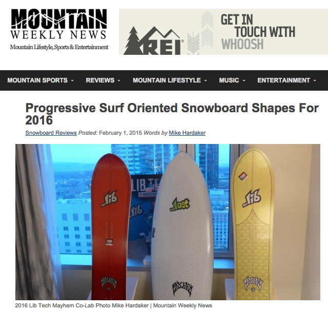 Image From Tech x LOST Collab in Surf Oriented Snowboard Shapes Article