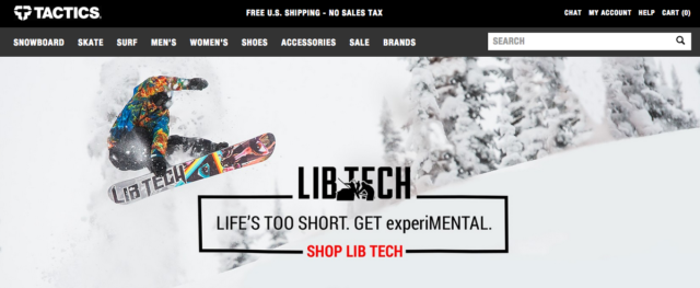 Lib Tech gets Header on Tactics Website