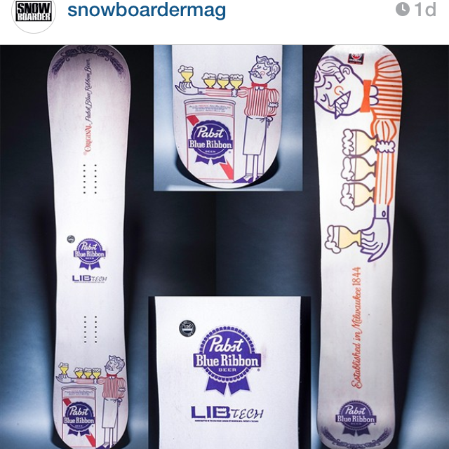 Image From Snowboarder Mag Instagram Giveaway – Lib Tech x PBR Collab Snowboard