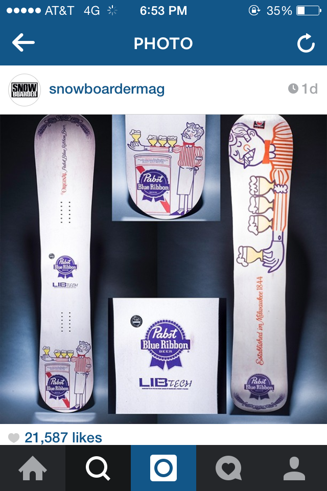 Snowboarder Mag Instagram Giveaway Lib Tech x PBR Collab Snowboard
