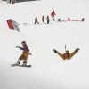 Mark Landvik snow shovel sitdown race