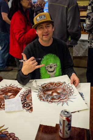 Mervin Mfg : NW Rep Ryan Davis adding some custom touches to some screened prints