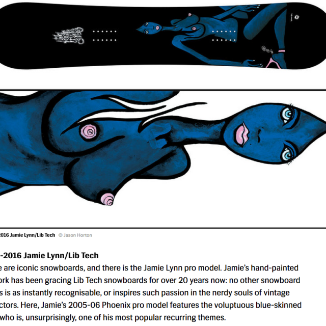 Image From Blue Boobs on Red Bull: Jamie Lynn featured on Top 5 most iconic Snowboard Graphics